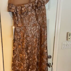 JS Collections Shimmering Brown One-Shoulder Dress